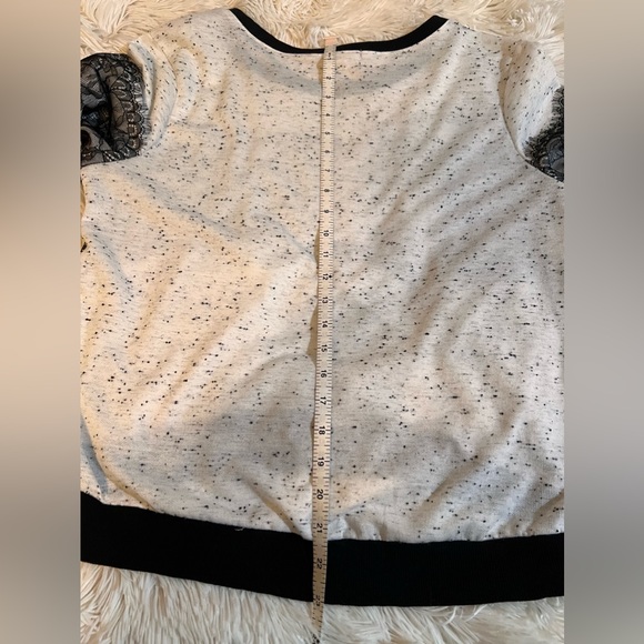 Ladies Eyeshadow Top in White with black splatter & lace Sz x-large - Picture 6 of 10